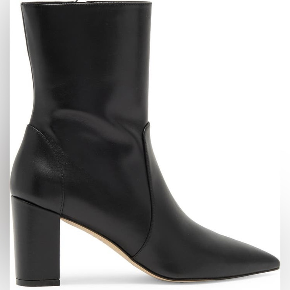 Stuart Weitzman Renegade Block Heeled Black Leather Platform Boots Size 9